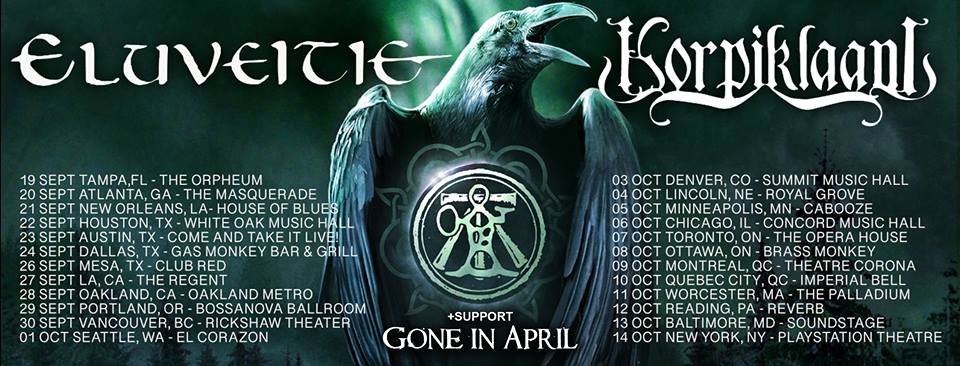 Affiche Tournée Eluveitie Korpiklaani Gone in April