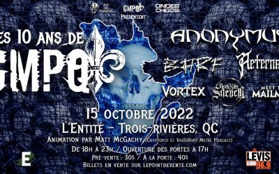 Les 10 ans de GMPQ @ L&rsquo;Entité, Trois-Rivières – 15 octobre 2022