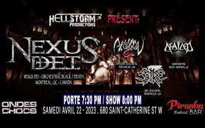 Hellstorm Productions présente : Nexus Dei, Apollyon (USA), Nailed – 22 avril 2023