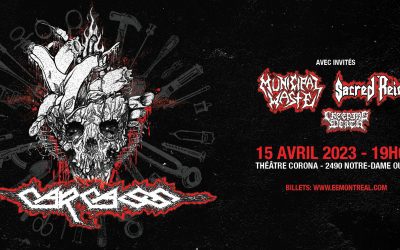 Carcass//Municipal Waste//Sacred Reich//Creeping Death @ Théâtre Corona, Montréal – 15 avril 2023